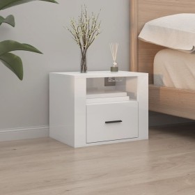 Glossy white wall bedside table 50x36x40 cm by vidaXL, Nightstands - Ref: Foro24-816884, Price: 55,38 €, Discount: %