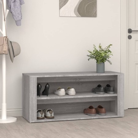 Mueble zapatero madera contrachapada gris Sonoma 100x35x45 cm de vidaXL, Zapateros y organizadores de calzado - Ref: Foro24-8...