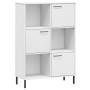 OSLO solid wood bookcase with metal legs, white, 90x35x128.5cm by vidaXL, Bookcases and shelves - Ref: Foro24-351014, Price: ...