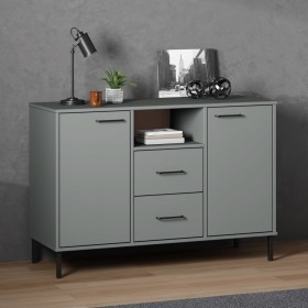 Aparador con patas metal OSLO madera maciza gris 113x40x77 cm de vidaXL, Aparadores - Ref: Foro24-351019, Precio: 113,98 €, D...