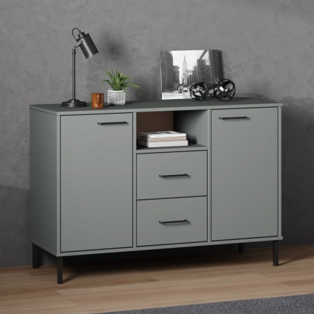 Aparador con patas metal OSLO madera maciza gris 113x40x77 cm de vidaXL, Aparadores - Ref: Foro24-351019, Precio: 114,99 €, D...