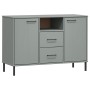 Aparador con patas metal OSLO madera maciza gris 113x40x77 cm de vidaXL, Aparadores - Ref: Foro24-351019, Precio: 114,99 €, D...