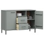 Aparador con patas metal OSLO madera maciza gris 113x40x77 cm de vidaXL, Aparadores - Ref: Foro24-351019, Precio: 114,99 €, D...