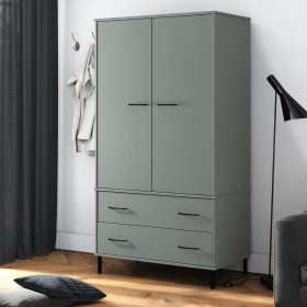 OSLO metal legs wardrobe solid gray wood 90x55x172.5 cm by vidaXL, Wardrobes - Ref: Foro24-350989, Price: 284,99 €, Discount: %