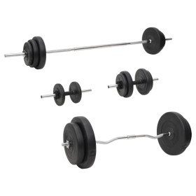 Barbell and dumbbell set with 90 kg of weights by vidaXL, free weight - Ref: Foro24-3145029, Price: 231,80 €, Discount: %