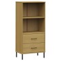 Librería con 2 cajones OSLO madera maciza marrón 60x35x128,5 cm de vidaXL, Librerías y estanterías - Ref: Foro24-351009, Prec...