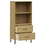 Librería con 2 cajones OSLO madera maciza marrón 60x35x128,5 cm de vidaXL, Librerías y estanterías - Ref: Foro24-351009, Prec...