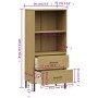 Librería con 2 cajones OSLO madera maciza marrón 60x35x128,5 cm de vidaXL, Librerías y estanterías - Ref: Foro24-351009, Prec...