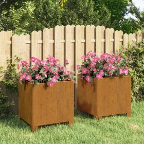 Jardineras con patas 2 uds acero corten oxidado 32x30x33 cm de vidaXL, Maceteros y jardineras - Ref: Foro24-823679, Precio: 6...