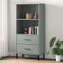 Librería con 2 cajones OSLO madera maciza gris 60x35x128,5 cm de vidaXL, Librerías y estanterías - Ref: Foro24-351010, Precio...