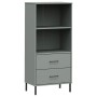 Librería con 2 cajones OSLO madera maciza gris 60x35x128,5 cm de vidaXL, Librerías y estanterías - Ref: Foro24-351010, Precio...