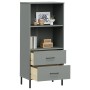 Librería con 2 cajones OSLO madera maciza gris 60x35x128,5 cm de vidaXL, Librerías y estanterías - Ref: Foro24-351010, Precio...