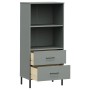 Librería con 2 cajones OSLO madera maciza gris 60x35x128,5 cm de vidaXL, Librerías y estanterías - Ref: Foro24-351010, Precio...