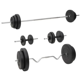 Juego de barras y mancuernas con discos 90 kg de vidaXL, Peso libre - Ref: Foro24-3145030, Precio: 226,54 €, Descuento: %