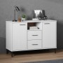 Sideboard with metal legs OSLO solid wood white 113x40x77 cm by vidaXL, Sideboards - Ref: Foro24-351020, Price: 108,61 €, Dis...