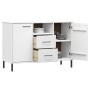 Sideboard mit Metallbeinen OSLO Massivholz weiß 113x40x77 cm von vidaXL, Sideboards - Ref: Foro24-351020, Preis: 108,61 €, Ra...