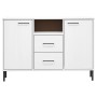 Sideboard with metal legs OSLO solid wood white 113x40x77 cm by vidaXL, Sideboards - Ref: Foro24-351020, Price: 108,61 €, Dis...