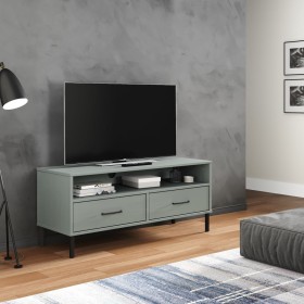 TV cabinet with metal legs OSLO solid gray pine wood by vidaXL, TV Furniture - Ref: Foro24-351025, Price: 69,28 €, Discount: %