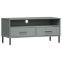 TV cabinet with metal legs OSLO solid gray pine wood by vidaXL, TV Furniture - Ref: Foro24-351025, Price: 69,28 €, Discount: %