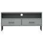 TV cabinet with metal legs OSLO solid gray pine wood by vidaXL, TV Furniture - Ref: Foro24-351025, Price: 69,28 €, Discount: %