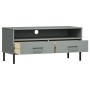 TV cabinet with metal legs OSLO solid gray pine wood by vidaXL, TV Furniture - Ref: Foro24-351025, Price: 69,28 €, Discount: %