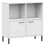 OSLO bookcase metal legs solid wood white 90x35x90.5 cm by vidaXL, Bookcases and shelves - Ref: Foro24-351017, Price: 100,03 ...