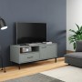 TV cabinet with metal legs OSLO solid gray pine wood by vidaXL, TV Furniture - Ref: Foro24-351022, Price: 65,52 €, Discount: %