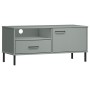 TV cabinet with metal legs OSLO solid gray pine wood by vidaXL, TV Furniture - Ref: Foro24-351022, Price: 65,52 €, Discount: %