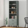 Librería con 2 cajones OSLO madera maciza gris 60x35x180 cm de vidaXL, Librerías y estanterías - Ref: Foro24-351007, Precio: ...