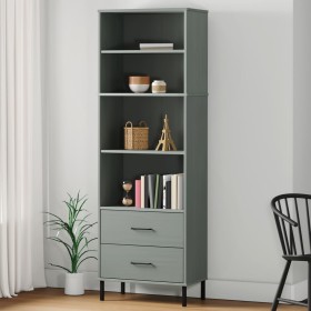 OSLO bookcase with 2 drawers solid gray wood 60x35x180 cm by vidaXL, Bookcases and shelves - Ref: Foro24-351007, Price: 188,9...