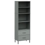 Librería con 2 cajones OSLO madera maciza gris 60x35x180 cm de vidaXL, Librerías y estanterías - Ref: Foro24-351007, Precio: ...