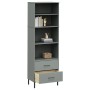 Librería con 2 cajones OSLO madera maciza gris 60x35x180 cm de vidaXL, Librerías y estanterías - Ref: Foro24-351007, Precio: ...