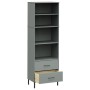 Librería con 2 cajones OSLO madera maciza gris 60x35x180 cm de vidaXL, Librerías y estanterías - Ref: Foro24-351007, Precio: ...