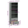 Librería con 2 cajones OSLO madera maciza gris 60x35x180 cm de vidaXL, Librerías y estanterías - Ref: Foro24-351007, Precio: ...