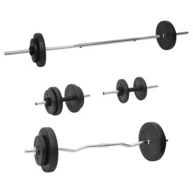 Juego de barras y mancuernas con discos 60 kg de vidaXL, Peso libre - Ref: Foro24-3145027, Precio: 161,09 €, Descuento: %