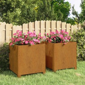 Planters with legs 2 units rusted corten steel 42x40x43 cm by vidaXL, Pots and planters - Ref: Foro24-823681, Price: 130,09 €...