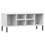 Shoe rack with metal legs OSLO solid wood white 106x35x45 cm by vidaXL, Shoe racks and shoe organizers - Ref: Foro24-350996, ...