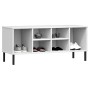 Shoe rack with metal legs OSLO solid wood white 106x35x45 cm by vidaXL, Shoe racks and shoe organizers - Ref: Foro24-350996, ...