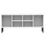 Shoe rack with metal legs OSLO solid wood white 106x35x45 cm by vidaXL, Shoe racks and shoe organizers - Ref: Foro24-350996, ...