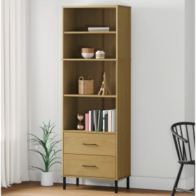 Librería con 2 cajones OSLO madera maciza marrón 60x35x180 cm de vidaXL, Librerías y estanterías - Ref: Foro24-351006, Precio...