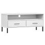 TV cabinet with metal legs OSLO solid white pine wood by vidaXL, TV Furniture - Ref: Foro24-351026, Price: 69,28 €, Discount: %