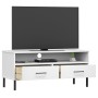 TV cabinet with metal legs OSLO solid white pine wood by vidaXL, TV Furniture - Ref: Foro24-351026, Price: 69,28 €, Discount: %