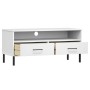 TV-Schrank mit Metallbeinen OSLO aus massivem weißem Kiefernholz von vidaXL, TV-Möbel - Ref: Foro24-351026, Preis: 69,36 €, R...