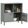 Librería patas de metal OSLO madera maciza gris 90x35x90,5 cm de vidaXL, Librerías y estanterías - Ref: Foro24-351016, Precio...