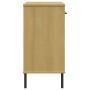 Console cabinet metal legs solid pine wood brown OSLO by vidaXL, Side tables - Ref: Foro24-351003, Price: 68,34 €, Discount: %