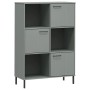 Librería patas de metal OSLO madera maciza gris 90x35x128,5cm de vidaXL, Librerías y estanterías - Ref: Foro24-351013, Precio...