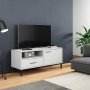 TV-Möbel mit Metallbeinen OSLO massives Kiefernholz weiß von vidaXL, TV-Möbel - Ref: Foro24-351023, Preis: 65,69 €, Rabatt: %