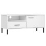 TV stand with metal legs OSLO solid white pine wood by vidaXL, TV Furniture - Ref: Foro24-351023, Price: 65,69 €, Discount: %