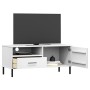 Mueble de TV con patas de metal OSLO madera maciza pino blanco de vidaXL, Muebles TV - Ref: Foro24-351023, Precio: 65,69 €, D...