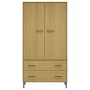 OSLO Massivholz Metall Beinschrank braun 90x55x172,5 cm von vidaXL, Kleiderschränke - Ref: Foro24-350988, Preis: 282,57 €, Ra...